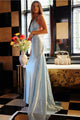 Beaded Satin Fitted Sleeveless Gown by Jovani 23010 - 00 / Light Blue - Long Formal Dresses
