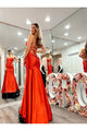 Beaded Satin Fitted Sleeveless Gown by Jovani 23010 - 00 / Neon Orange - Long Formal Dresses