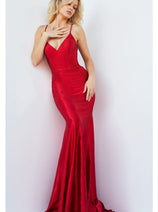 Beaded Satin Fitted Sleeveless Gown by Jovani 23010