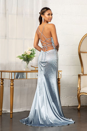 Beaded Satin Mermaid Dress by Elizabeth K GL3045 - Long Formal Dresses