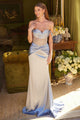 Beaded Satin Off Shoulder Gown by GLS Gloria GL3566 - XS / Silver - Long Formal Dresses