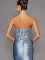 Beaded Satin Strapless Gown by Juliet JT2530K