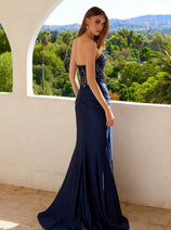 Beaded Satin Strapless Gown by Juliet JT2530K