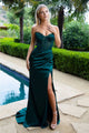 Beaded Satin Strapless Slit Gown by GLS Gloria GL3588 - XS / Green - Long Formal Dresses