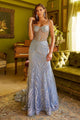 Beaded Sheer Corset Gown by GLS Gloria GL3561 - XS / Smoky Blue - Long Formal Dresses