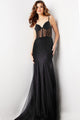 Beaded Sheer Fitted Sleeveless Gown by Jovani 37202 - 00 / Black - Long Formal Dresses