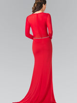 Beaded Sheer Long Sleeve Gown by Elizabeth K GL2284