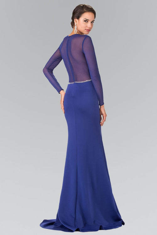 Beaded Sheer Long Sleeve Gown by Elizabeth K GL2284 - Long Formal Dresses