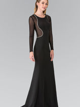 Beaded Sheer Long Sleeve Gown by Elizabeth K GL2284
