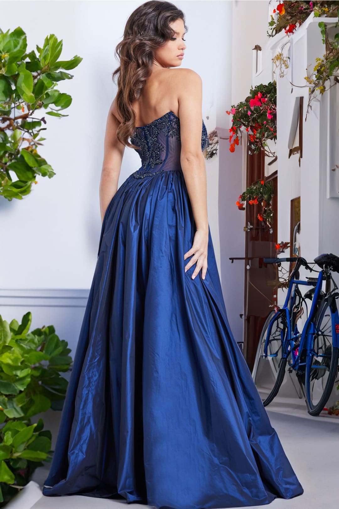 Beaded Sheer Strapless Slit Gown by Jovani 26114 - Long Formal Dresses