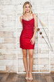 Poly USA 8938 Beaded Short Cowl Bodycon Dress