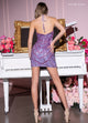 Rachel Allan 40505 Beaded Short Halter Fringe Dress