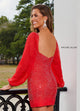 Rachel Allan 40257 Beaded Short Long Sleeve Dress