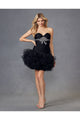 Beaded Short Strapless Ruffled Dress by Juliet JT705 - Black / XS - Short Cocktail Dresses