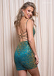 Rachel Allan 40500 Beaded Short Strappy Back Dress