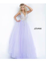 Beaded Sleeveless A-line Gown by Jovani 65379