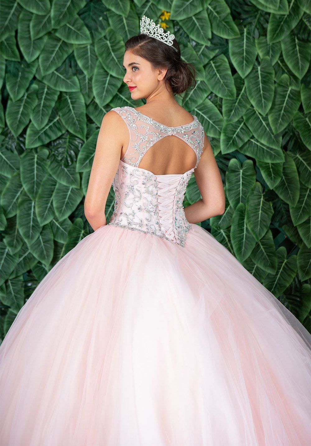 Beaded Sleeveless Illusion Quinceañera Dress by Calla KY77621