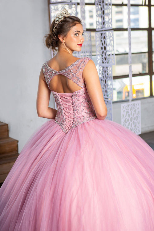 Beaded Sleeveless Illusion Quinceañera Dress by Calla KY77621