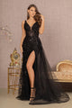 Beaded Sleeveless Overskirt Gown by GLS Gloria GL3119 - XS / Black - Long Formal Dresses