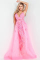 Beaded Sleeveless Overskirt Gown by Jovani 62929 - 00 / Blush/Blush - Long Formal Dresses