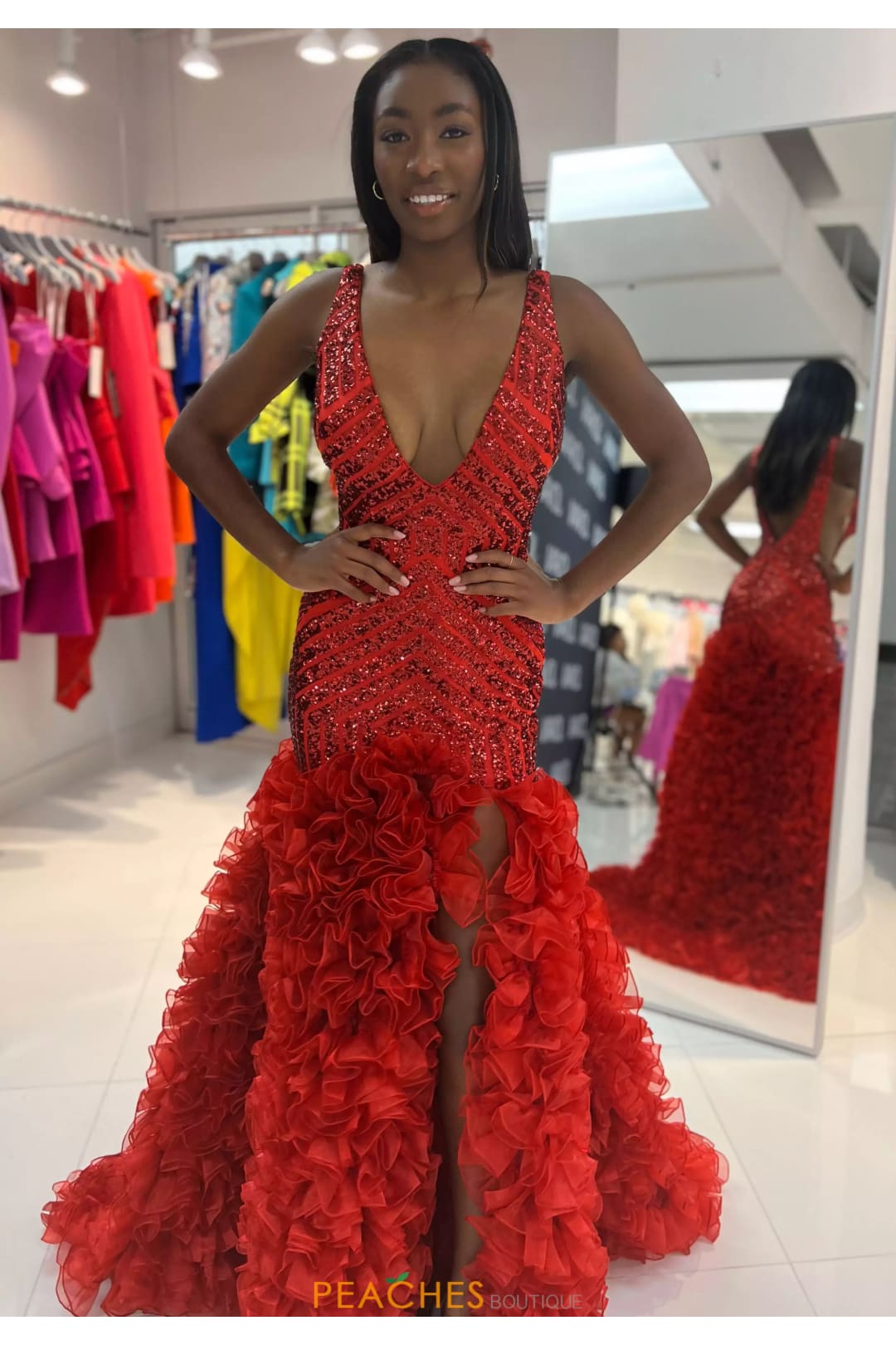 Beaded Sleeveless Ruffled Slit Gown by Jovani 38137 - Long Formal Dresses