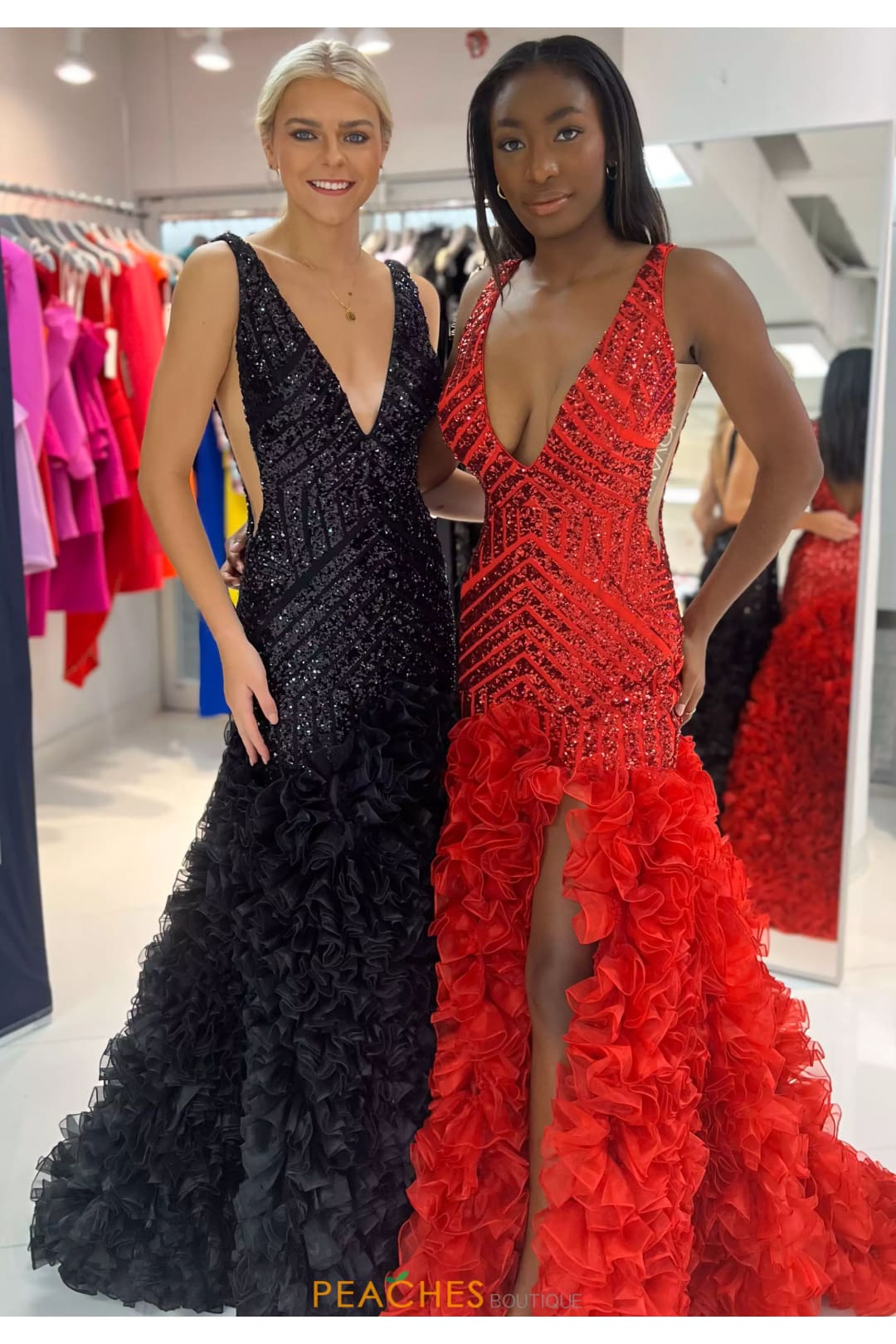 Beaded Sleeveless Ruffled Slit Gown by Jovani 38137 - Long Formal Dresses