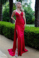 Beaded Sleeveless Slit Gown by GLS Gloria GL3595 - XS / Red - Long Formal Dresses
