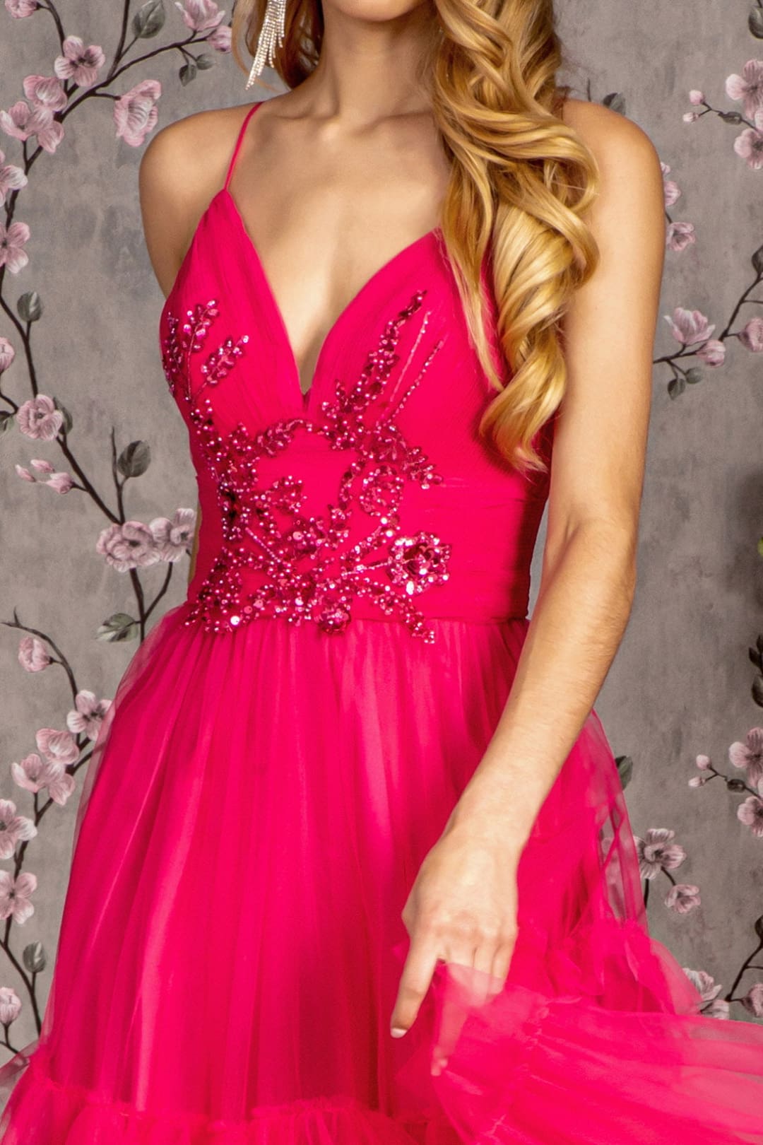 Beaded Sleeveless Tiered Ruffled Gown by GLS Gloria GL3452 - Long Formal Dresses