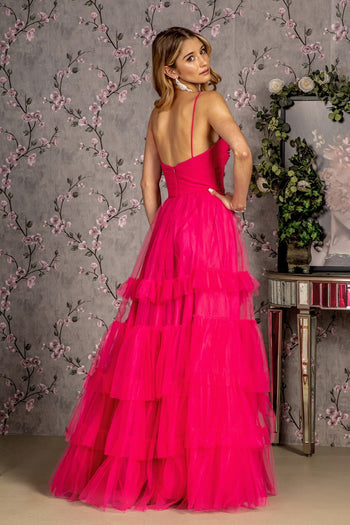 Beaded Sleeveless Tiered Ruffled Gown by GLS Gloria GL3452 - Long Formal Dresses