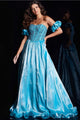Beaded Strapless A-line Gown by Jovani 36591 - 00 / Aqua - Long Formal Dresses