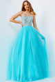 Beaded Strapless A-line Gown by Jovani 52131 - 00 / Aqua - Long Formal Dresses