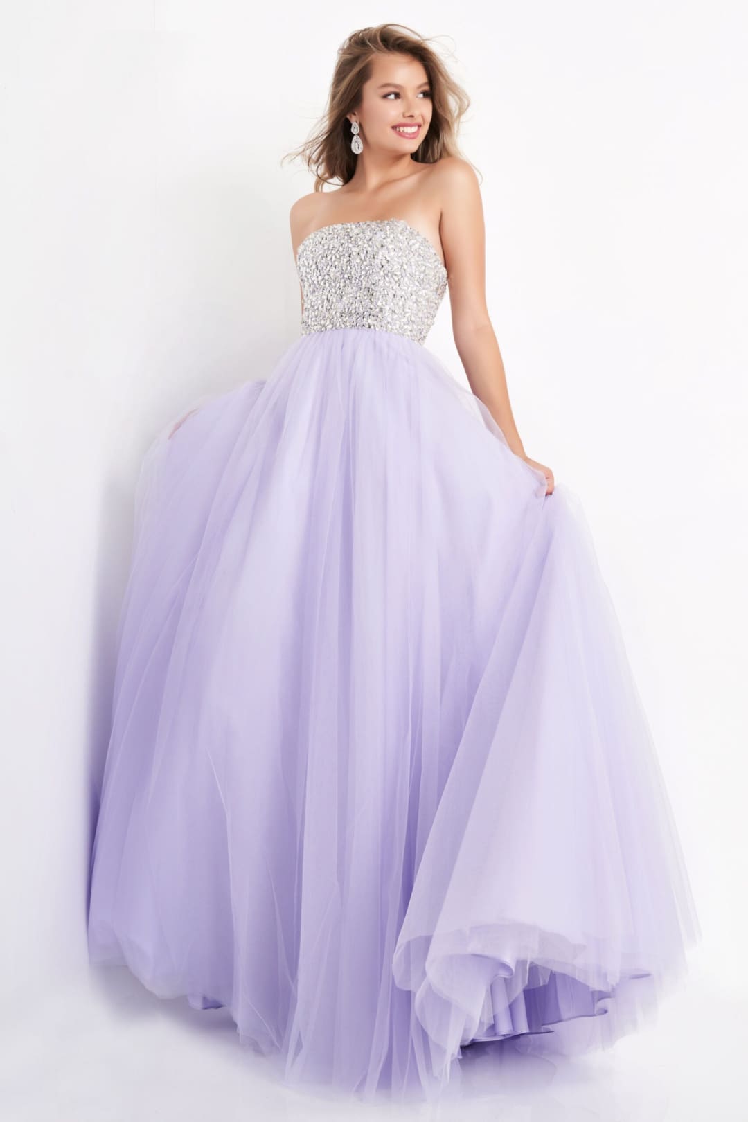 Beaded Strapless A-line Gown by Jovani 52131 - 00 / Lavender - Long Formal Dresses