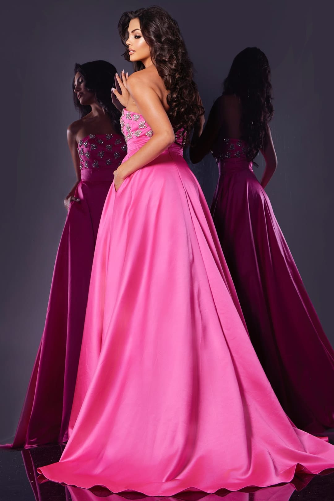 Beaded Strapless A-line Slit Gown by Jovani 43822 - Long Formal Dresses