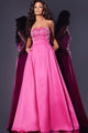 Beaded Strapless A-line Slit Gown by Jovani 43822 - 00 / Hot Pink - Long Formal Dresses