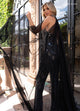 Rachel Allan 50305 Beaded Strapless Cape Jumpsuit