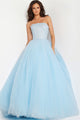 Beaded Tulle Strapless A-line Gown by Jovani 25991 - 00 / Light Blue - Long Formal Dresses
