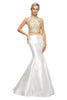 Beaded Two-Piece Halter Mermaid Dress 2025 Elegant Evening Gown - White / 2 - Prom