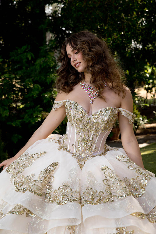 Off Shoulder Corset Ball Gown by Bella Princess PQ1074