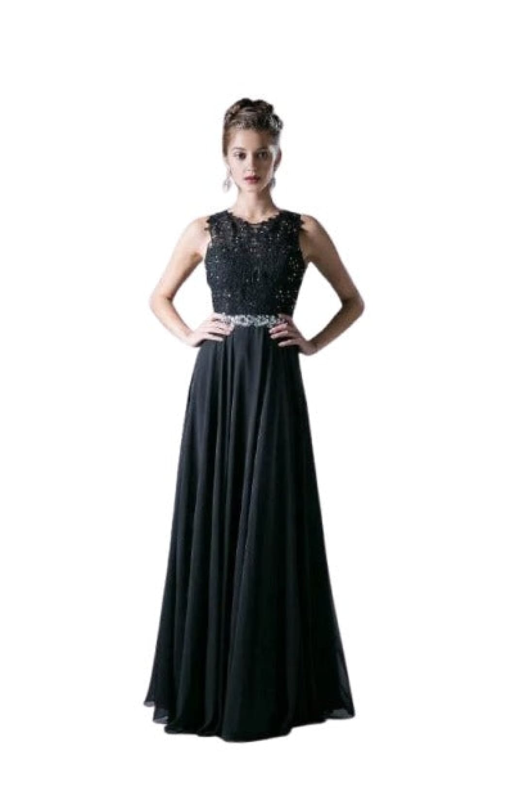 Belted Lace Chiffon Dress 2025 Elegant A-Line Evening Gown - Prom