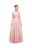 Belted Lace Chiffon Dress 2025 Elegant A-Line Evening Gown - Blush / XS - Prom