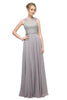 Belted Lace Chiffon Dress 2025 Elegant A-Line Evening Gown - Silver / XS - Prom