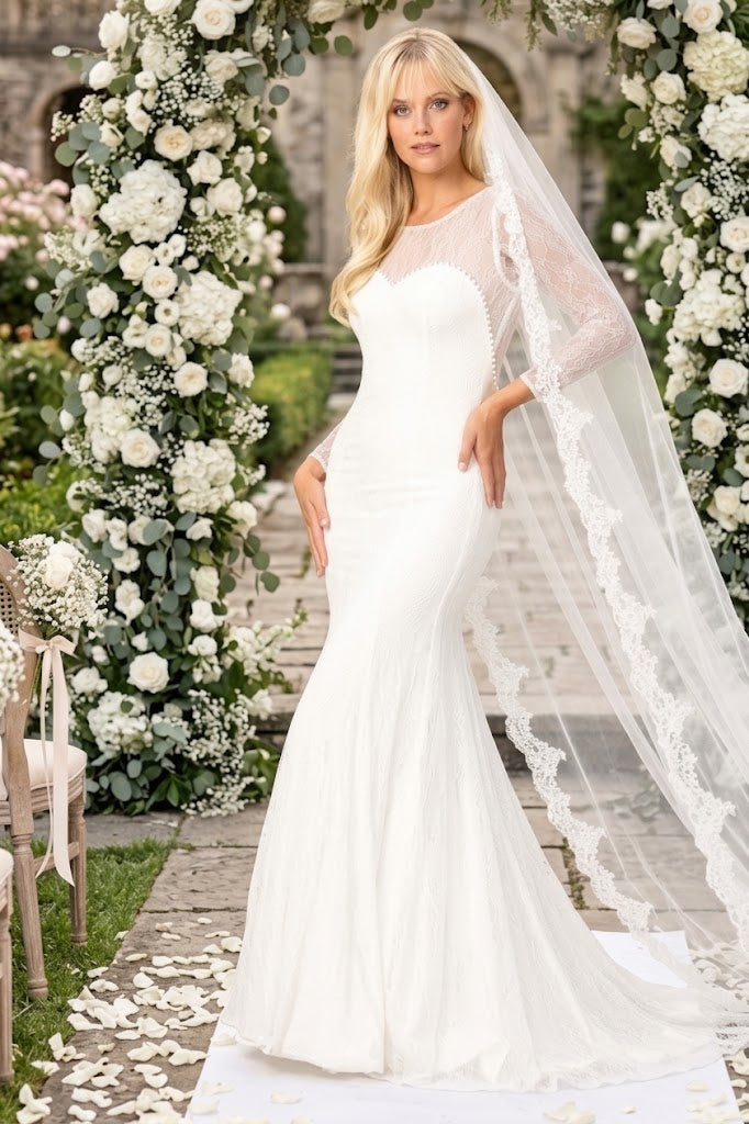 Eva USA 3415 Long Sleeve Bridal Gown Lace Wedding Dress