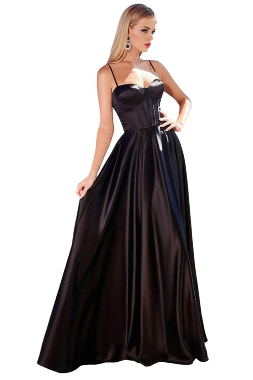 Black Christmas & Holiday Dress 2025 Satin Sophisticated Party Gown - Black / 2 - Prom