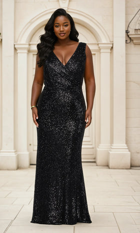 La Femme 28770 Floor-Length V-Neck Sequin Prom Dress
