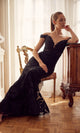 Narianna-Off-the-Shoulder Long Red Formal Prom Dress