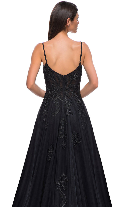 La Femme 32781 Beaded Lace Applique A-Line Prom Gown