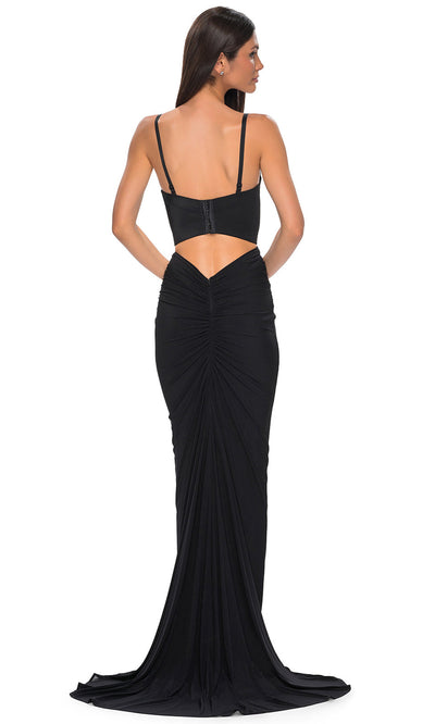 La Femme 32996 Fitted Net Jersey Corset Top Prom Gown