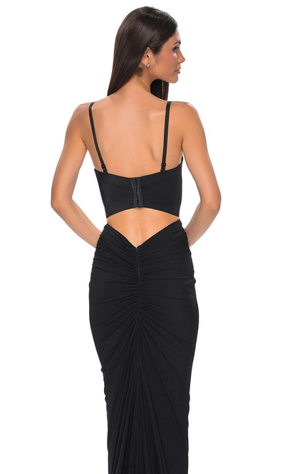 La Femme 32996 Fitted Net Jersey Corset Top Prom Gown