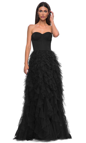 La Femme 32760 Strapless Corset Bodice Prom Gown