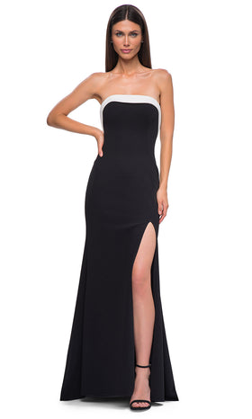 La Femme 32808 Strapless With High Slit Prom Gown